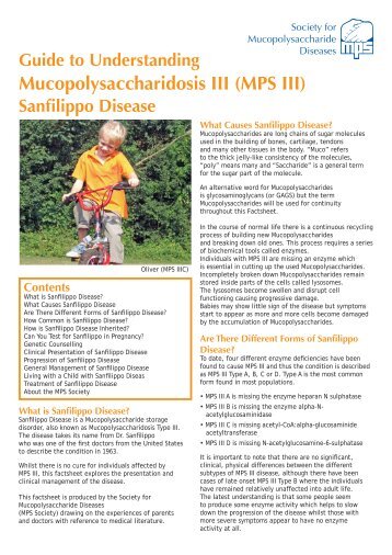 Fact Sheet MPS III Sanfilippo.indd - The Society for ...