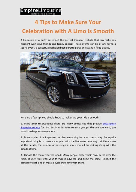 4 Tips to Make Sure Your Celebration with A Limo Is Smooth