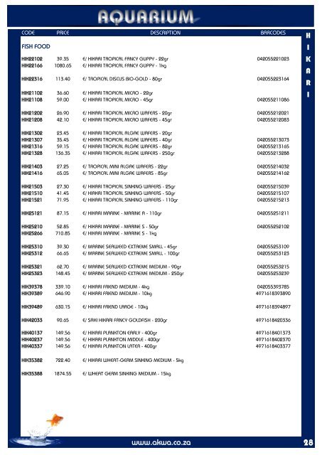 Pricelist with Barcodes