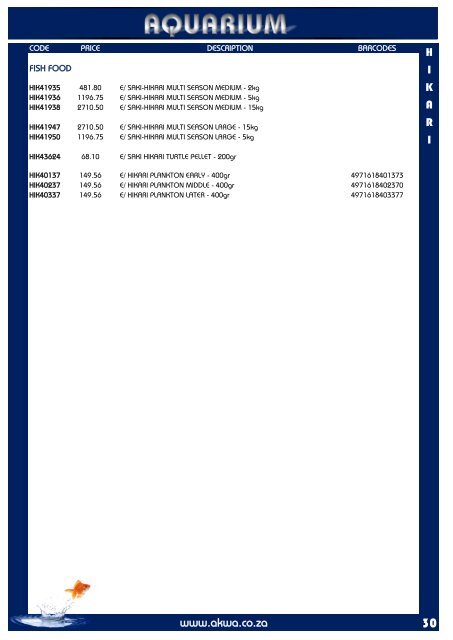 Pricelist with Barcodes