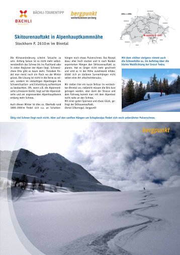 Tourentipp 12.2016 Skitourenauftakt