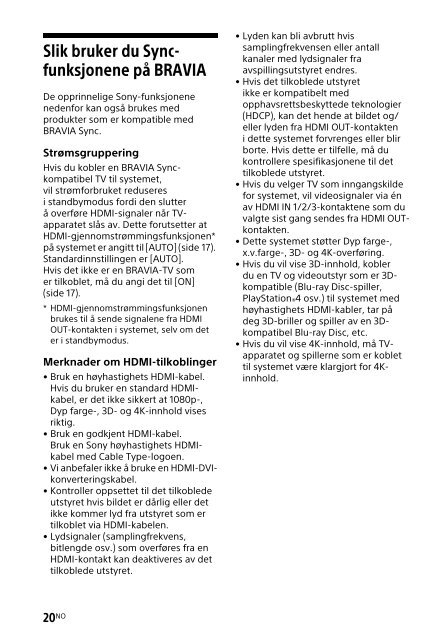 Sony HT-CT381 - HT-CT381 Consignes d&rsquo;utilisation Norv&eacute;gien