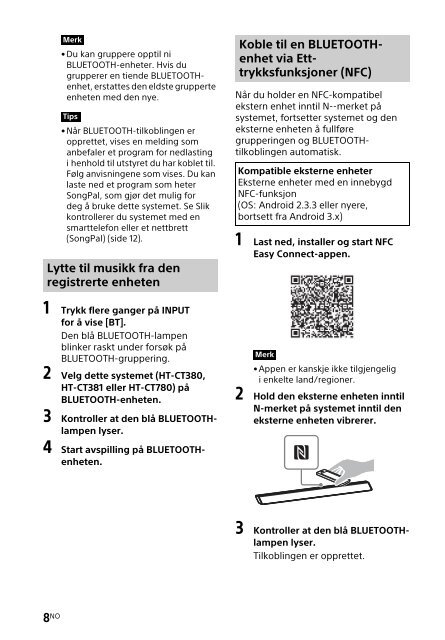 Sony HT-CT381 - HT-CT381 Consignes d&rsquo;utilisation Norv&eacute;gien