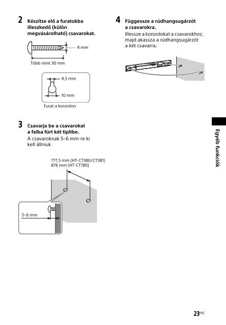 Sony HT-CT381 - HT-CT381 Consignes d&rsquo;utilisation Hongrois