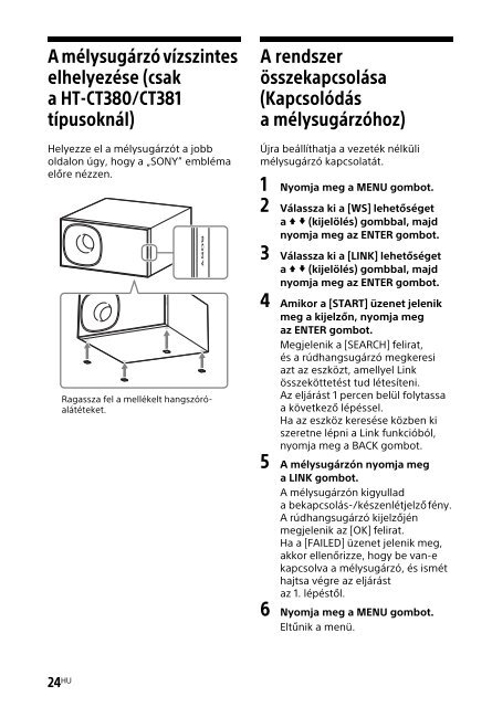 Sony HT-CT381 - HT-CT381 Consignes d&rsquo;utilisation Hongrois