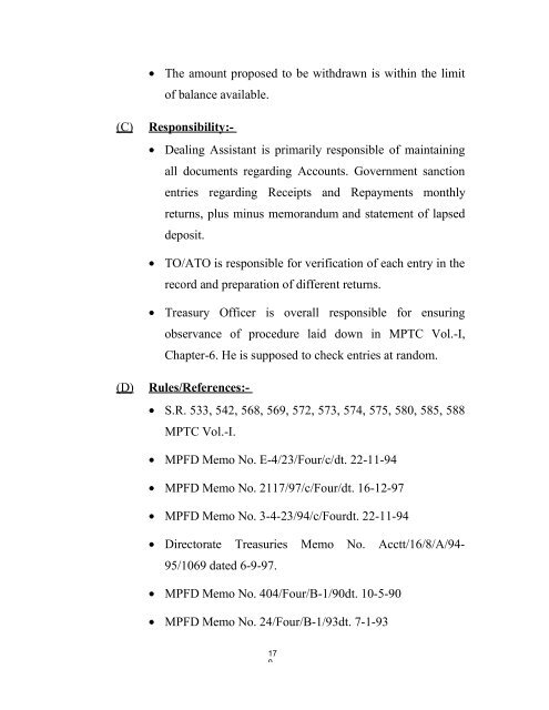 GOVERNMENT OF MADHYA PRADESH ... - Mptreasury.org