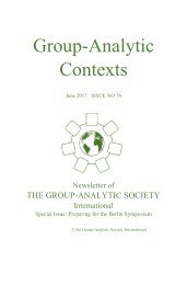 Group-Analytic Contexts, Issue 76, June 2017