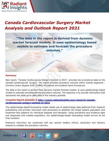 Canada Cardiovascular Surgery Market Size and Growth, Trends and Outlook 2021