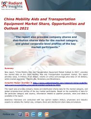 China Mobility Aids and Transportation Equipment Market Analysis, Growth, Industry Outlook and Overview 2021
