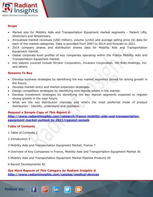 France Mobility Aids and Transportation Equipment Market Size, Share and Forecasts 2021