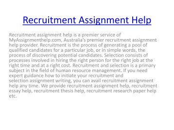 Recruitment Assignment Help