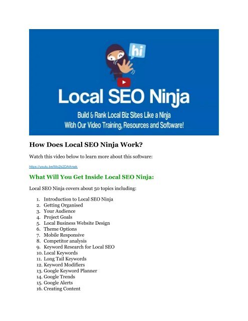 Local Seo Ninja Review - MASSIVE $23,800 BONUSES NOW!