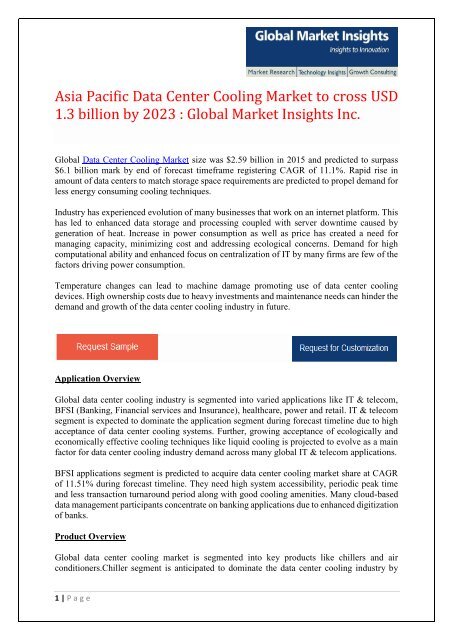 Asia Pacific Data Center Cooling Market to cross USD 1.3 billion by 2023