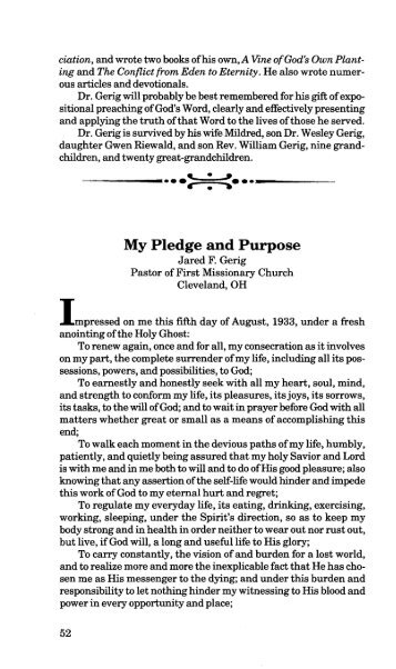 My Pledge and Purpose - Bethel College