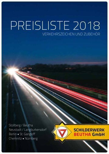 Preisliste 2018 | Verkehrszeichen und Zubehör