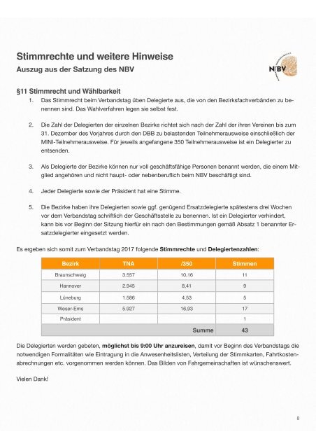 Verbandstag 2017 - Berichtsheft