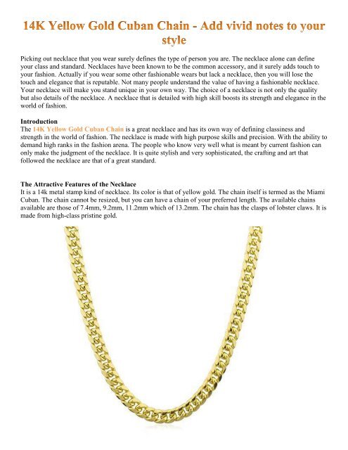 14K Yellow Gold Cuban Chain - Add vivid notes to your style