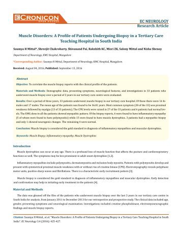 Muscle Disorders- A Profile of Patients Undergoing Biopsy in a Tertiary Care Teaching Hospital in South India