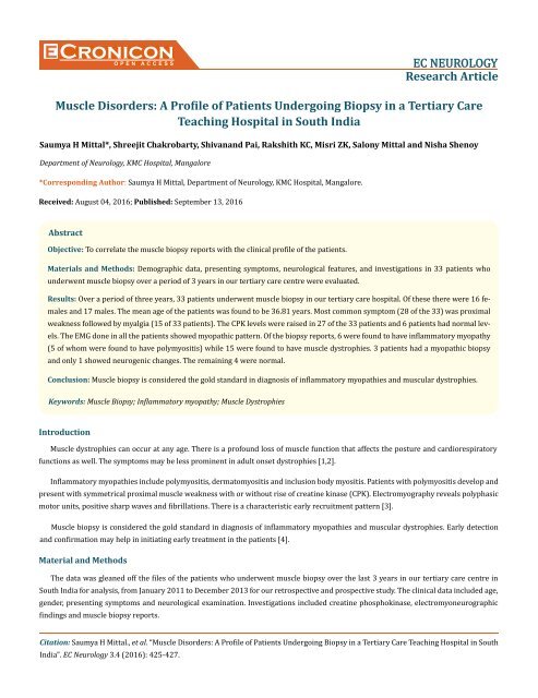 Muscle Disorders- A Profile of Patients Undergoing Biopsy in a Tertiary Care Teaching Hospital in South India