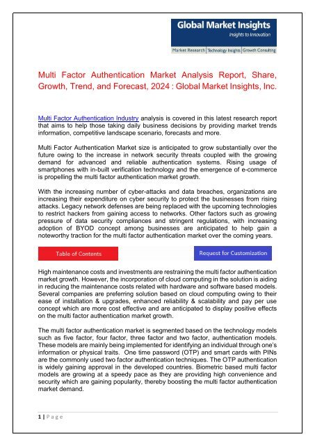 Multi Factor Authentication Market Analysis, Applications, and Segment ...
