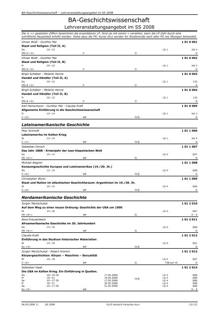 Lehrveranstaltungen im SS 2008 in den nicht ... - Universität Erfurt