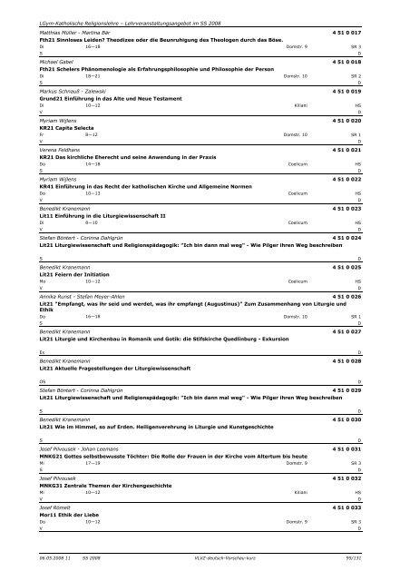 Lehrveranstaltungen im SS 2008 in den nicht ... - Universität Erfurt