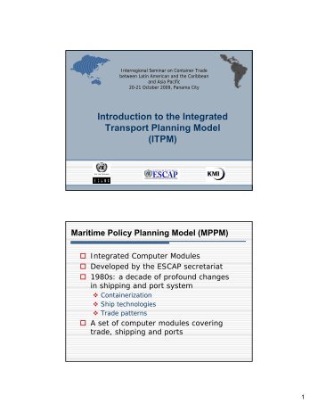 Introduction to the Integrated Transport Planning Model (ITPM) - Cepal