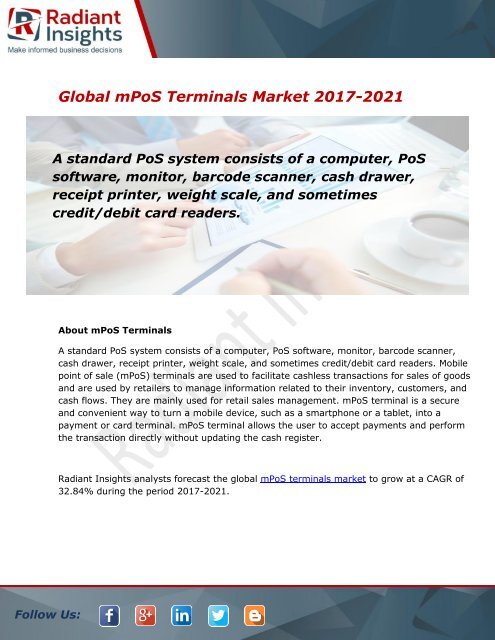 Global Mpos Terminals Market And Forecast Report To 2021 Radiant