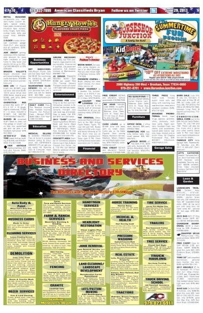 American Classifieds June 29th Edition Bryan/College Station