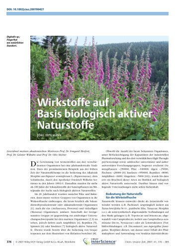 Wirkstoffe auf Basis biologisch aktiver Naturstoffe