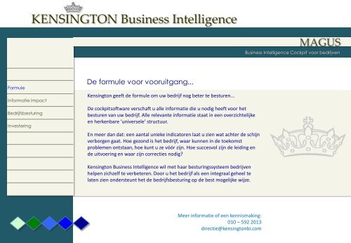 Magus Cockpitsoftware - Kensington Business Intelligence