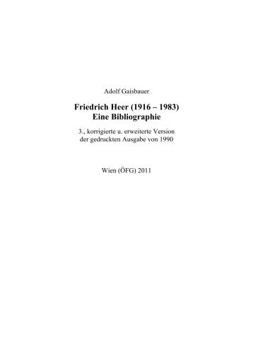 "Friedrich Heer (1916-1983) - Eine Bibliographie".