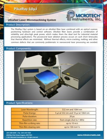 Ultrafast Laser Micromachining System