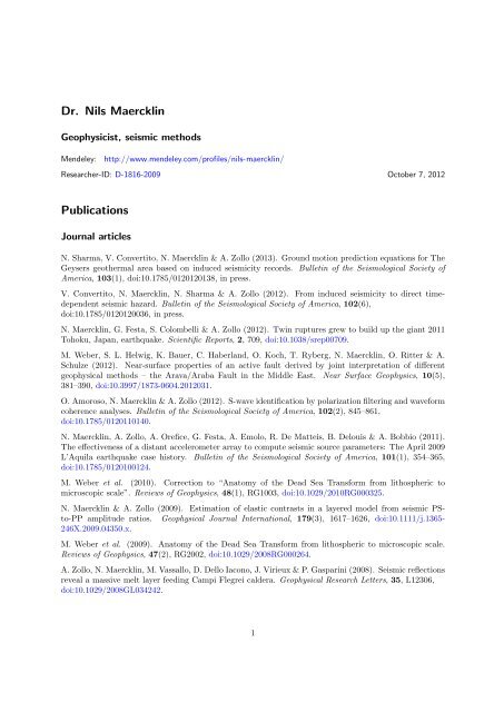 Publications list of Nils Maercklin - ISNet