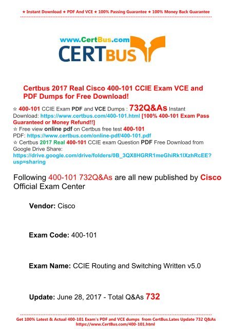 [Latest July.2017]Free Download CertBus Cisco 400-101 PDF and VCE Dumps(732QAs)-A