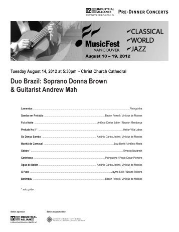 Duo Brazil: Soprano Donna Brown & Guitarist Andrew Mah