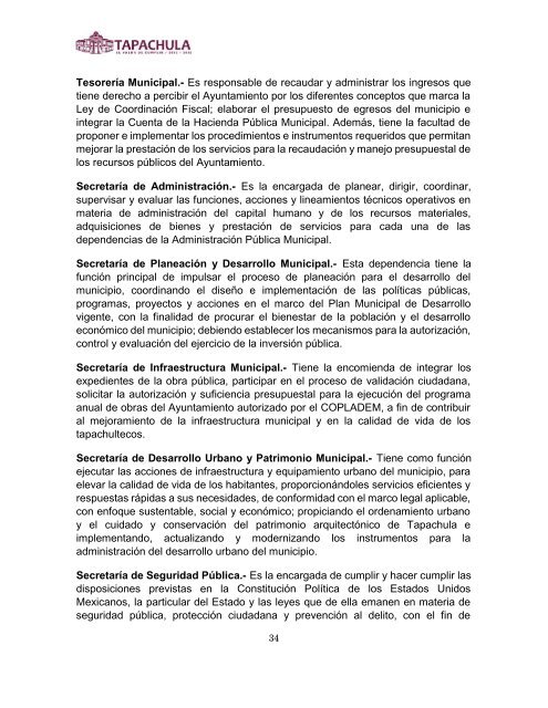 Plan Municipal de Desarrollo Tapachula 2015 - 2018