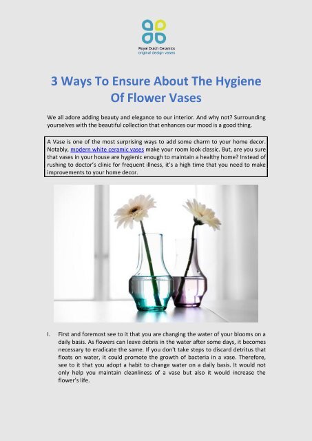 3 Ways To Ensure About The Hygiene Of Flower Vases