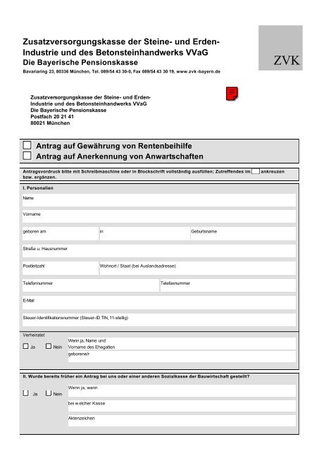 Zusatzversorgungskasse der Steine- und Erden- Industrie und des ...