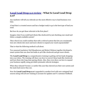 Local Lead Drop 2.0 review & massive +100 bonus items