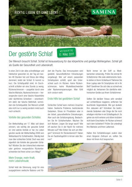 DER SCHLAF-GESUND-COACH | Ausgabe März & April 2017