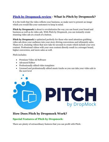 Pitch By Dropmock review demo & BIG bonuses pack