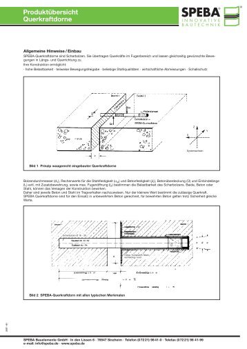 Produktübersicht Querkraftdorne - SPEBA Bauelemente GmbH
