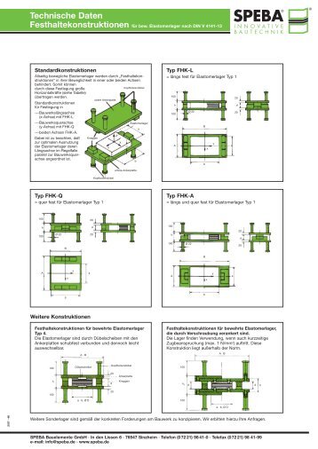 Technische Daten Festhaltekonstruktionen für bew. Elastomerlager ...