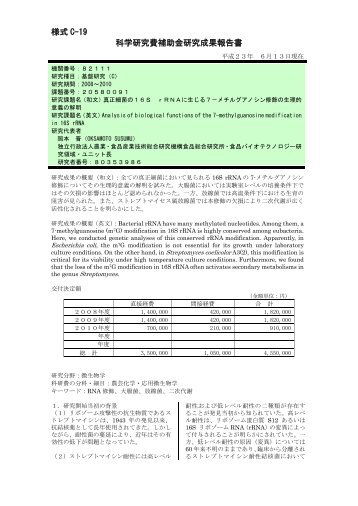 様式 C-19 科学研究費補助金研究成果報告書 - KAKEN - 科学研究費 ...