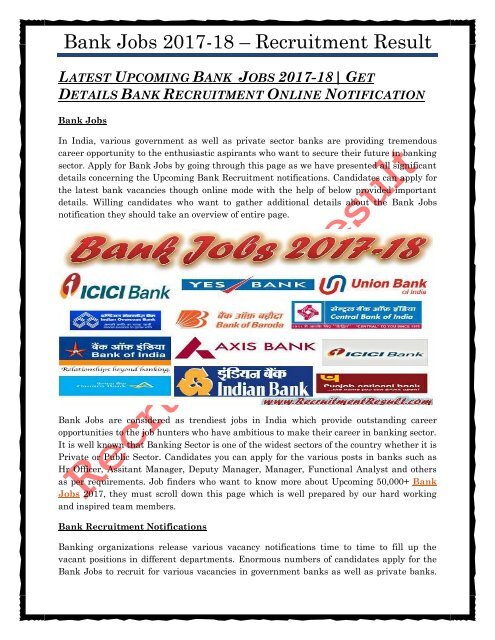 BANK JOBS 2017-18