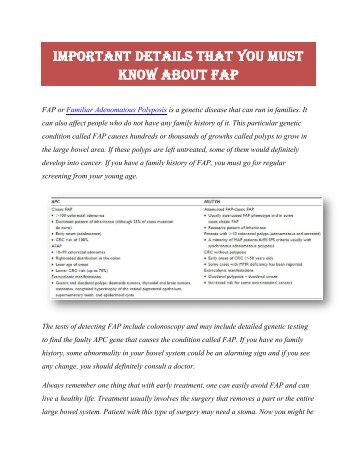 Complete details about FAP