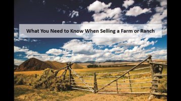 What You Need to Know When Selling a Farm or Ranch