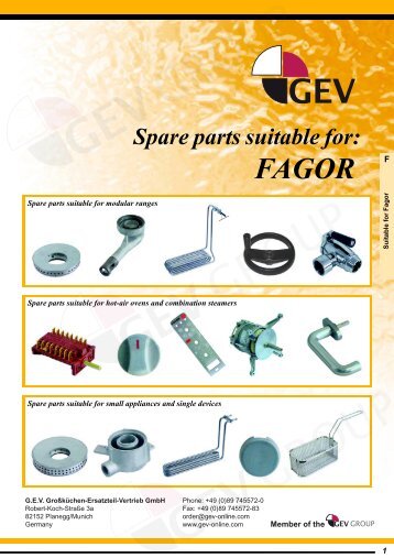 Spare parts Suitable For: FAGOR - GEV GmbH - Catering Spares