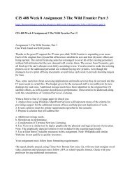 CIS 408 Week 8 Assignment 3 The Wild Frontier Part 3